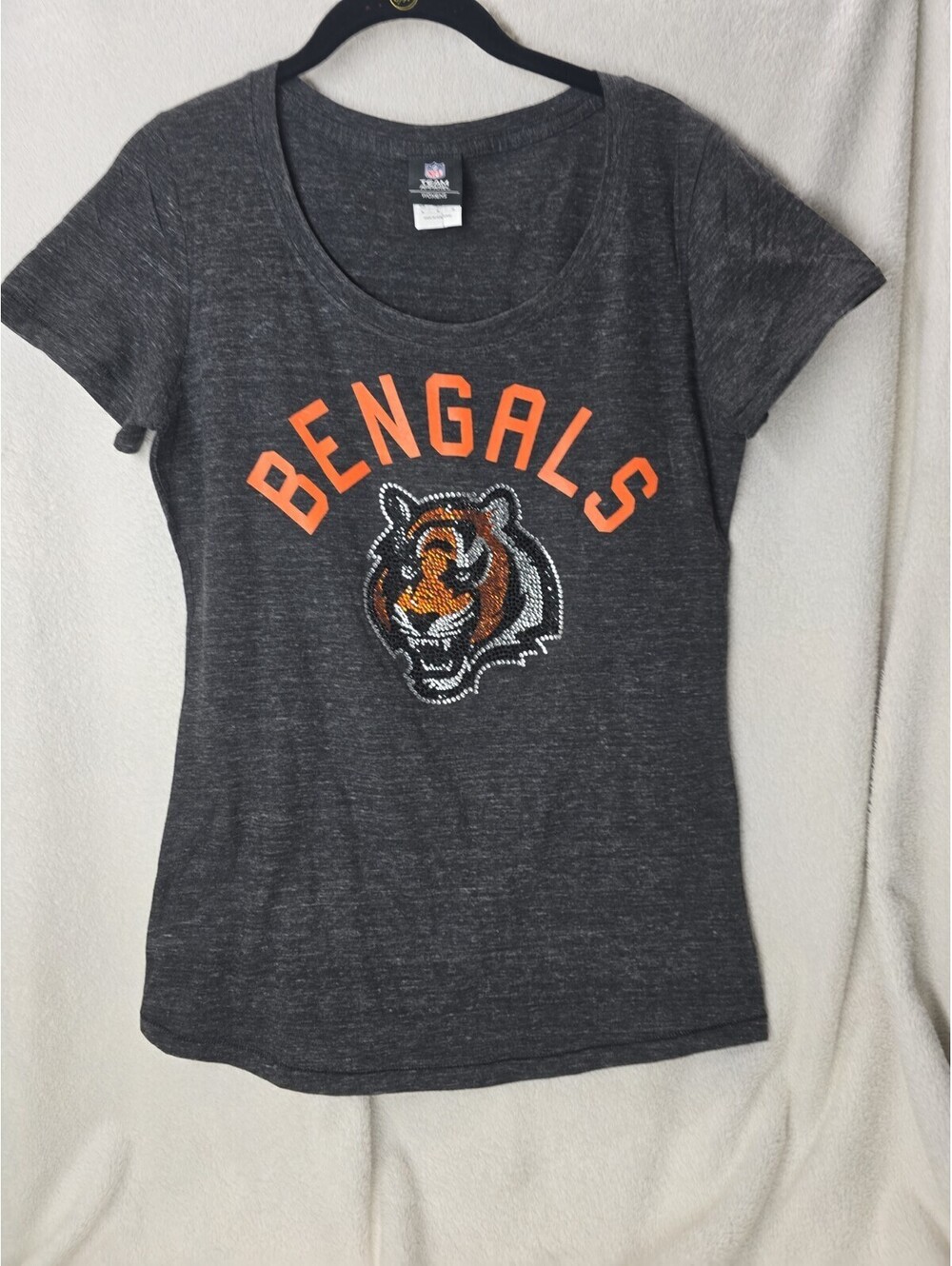 NFL Team Apparel Cincinnati Bengals Tiger Dark Gray Wash Women's M